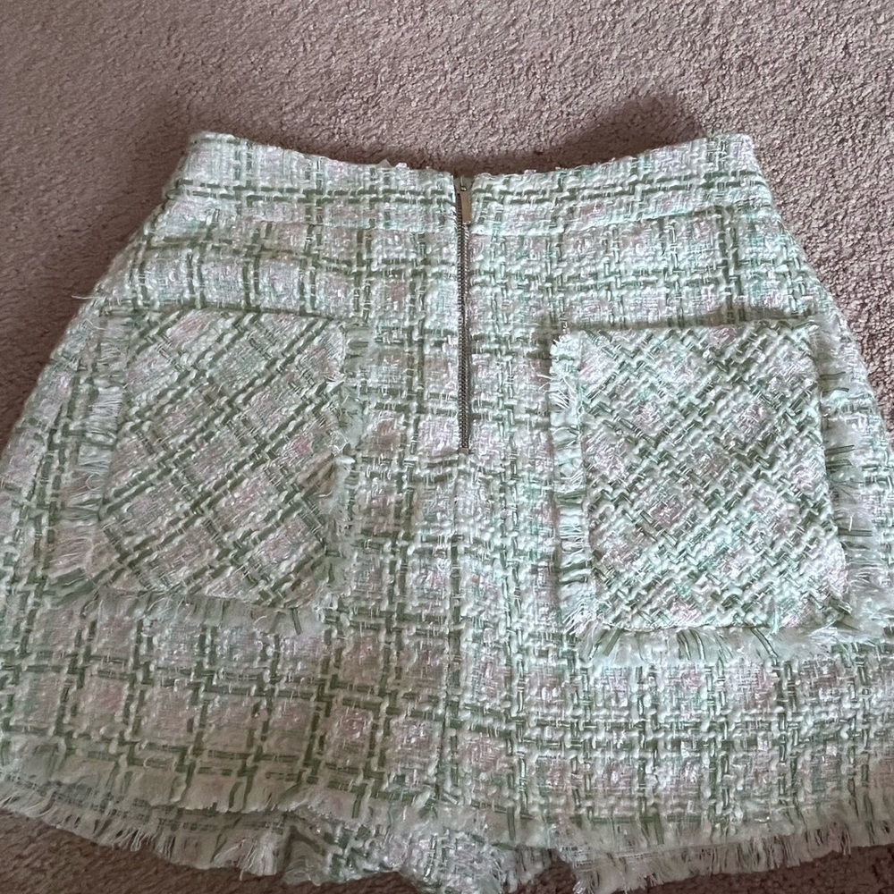 Zara Pastel Green Tweed skorts